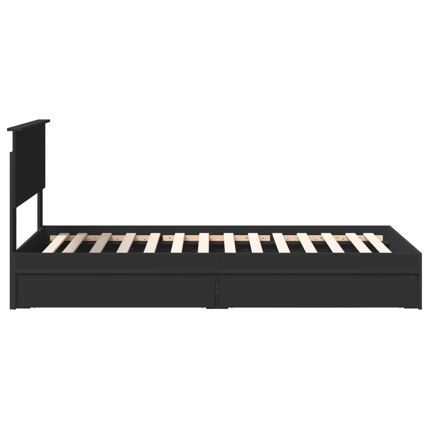 Opslag bed met hoofdeinde Zwart 90 x 190 cm Bewerkt hout
