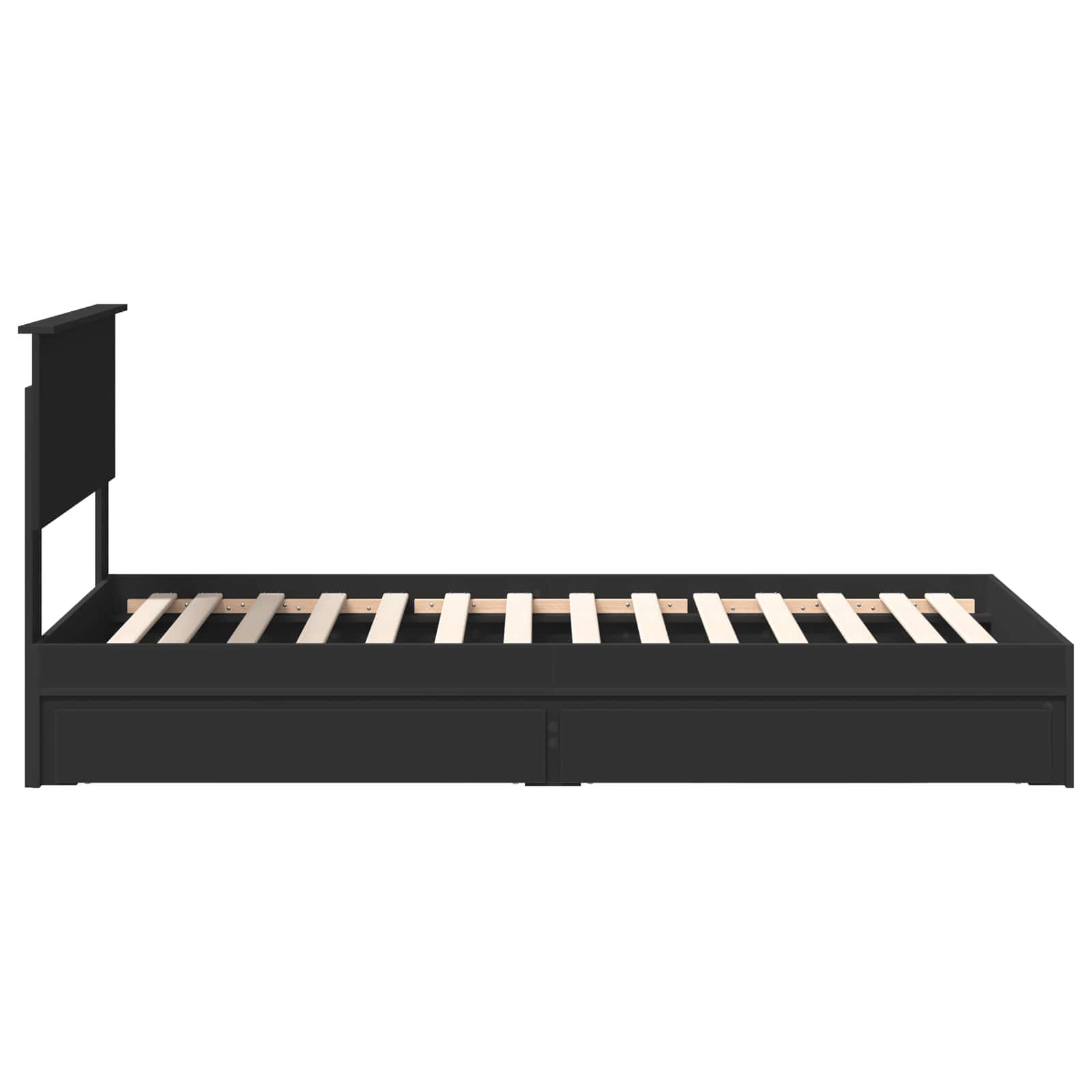 Opslag bed met hoofdeinde Zwart 90 x 190 cm Bewerkt hout