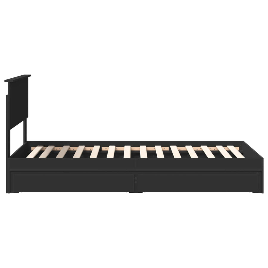 Opslag bed met hoofdeinde Zwart 90 x 190 cm Bewerkt hout