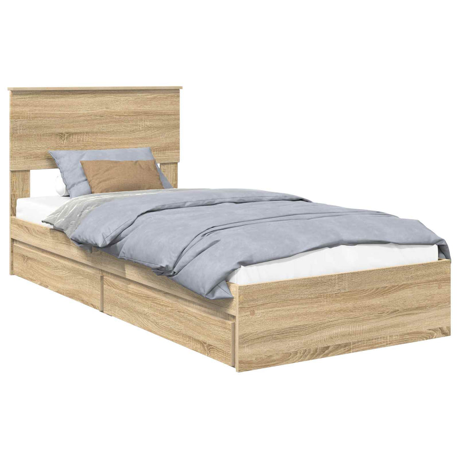 Opslag bed met hoofdeinde Sonoma Eiken 90 x 190 cm Bewerkt hout