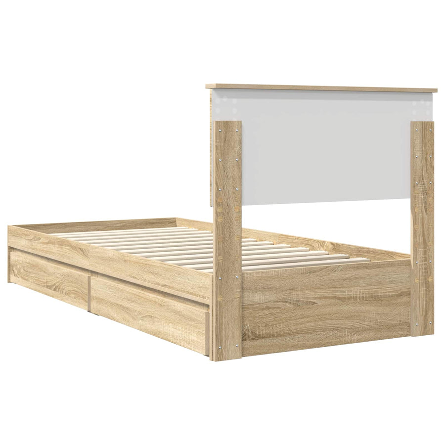 Opslag bed met hoofdeinde Sonoma Eiken 90 x 190 cm Bewerkt hout