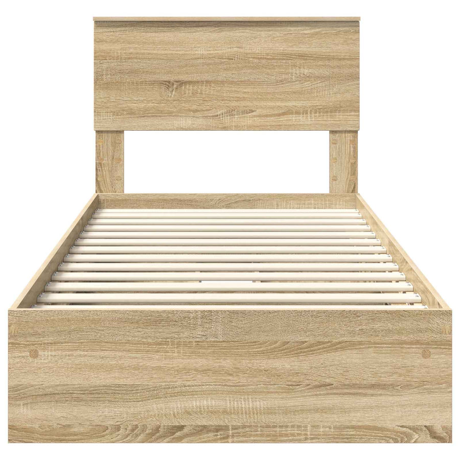 Opslag bed met hoofdeinde Sonoma Eiken 90 x 190 cm Bewerkt hout