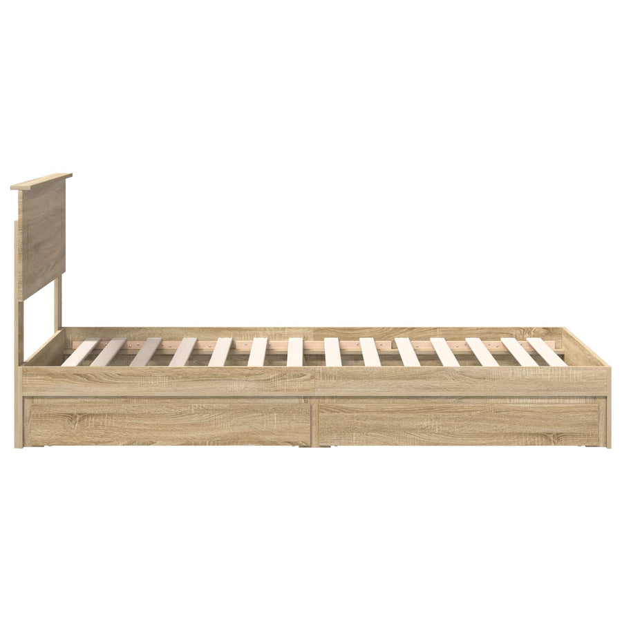 Opslag bed met hoofdeinde Sonoma Eiken 90 x 190 cm Bewerkt hout