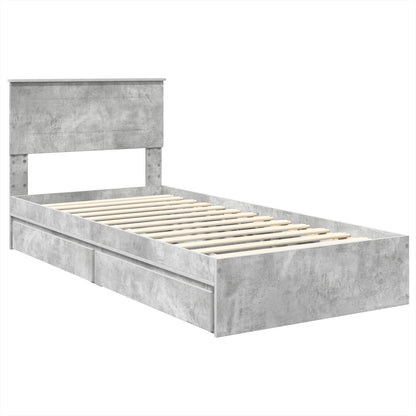 Opslag bed met hoofdeinde Beton Grijs 90 x 190 cm Bewerkt hout