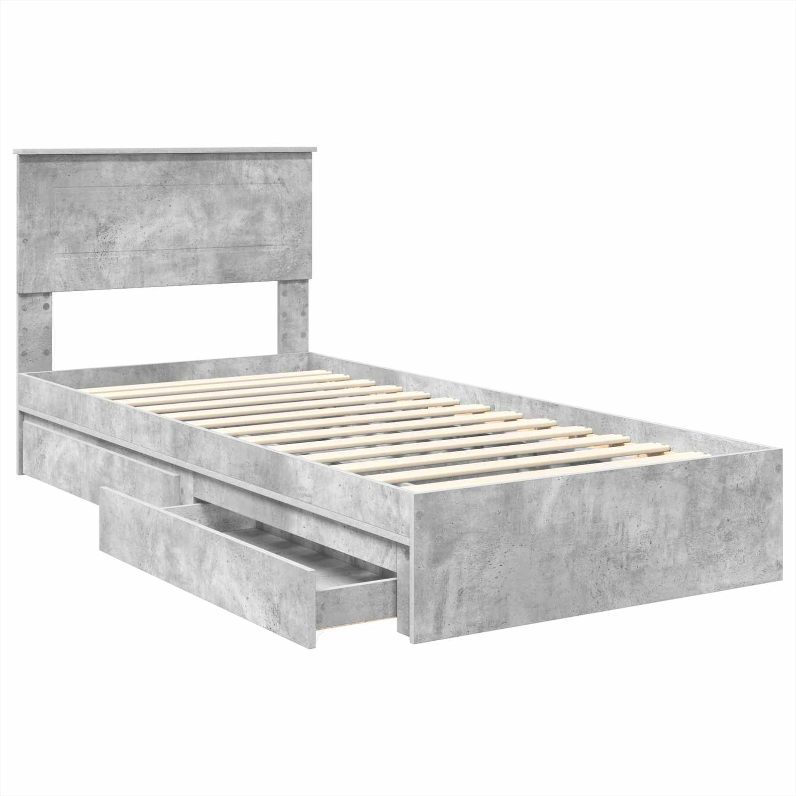 Opslag bed met hoofdeinde Beton Grijs 90 x 190 cm Bewerkt hout