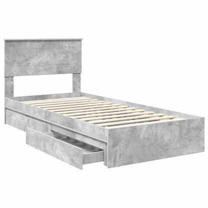 Opslag bed met hoofdeinde Beton Grijs 90 x 190 cm Bewerkt hout