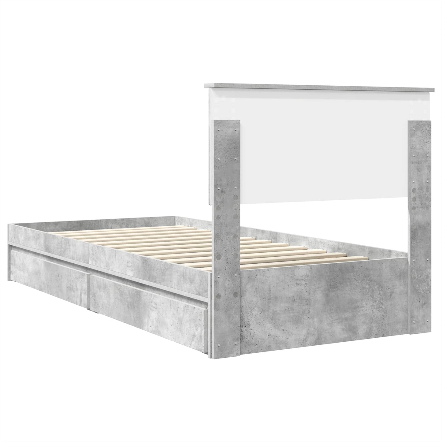Opslag bed met hoofdeinde Beton Grijs 90 x 190 cm Bewerkt hout