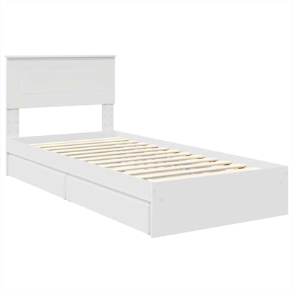 Opslag bed met hoofdeinde met lade Wit 90 x 200 cm Bewerkt hout