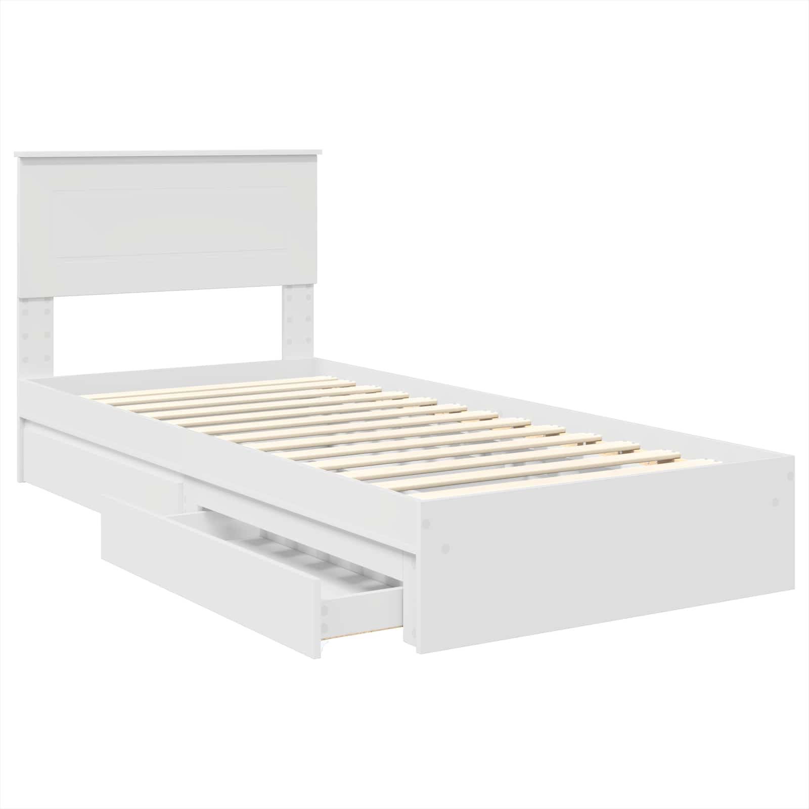 Opslag bed met hoofdeinde met lade Wit 90 x 200 cm Bewerkt hout