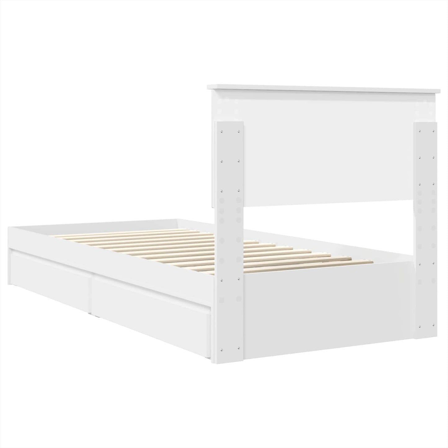 Opslag bed met hoofdeinde met lade Wit 90 x 200 cm Bewerkt hout