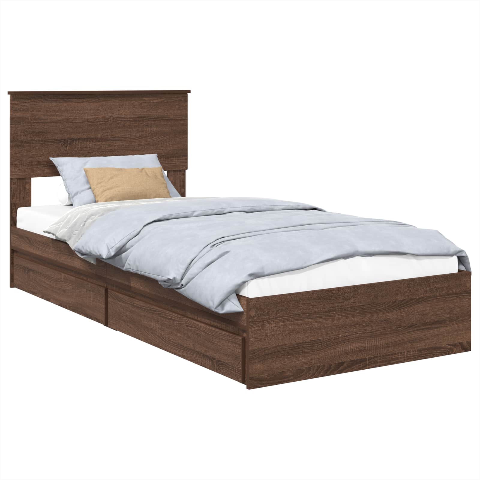 Opslag bed met hoofdeinde Bruin Eiken 90 x 200 cm Bewerkt hout