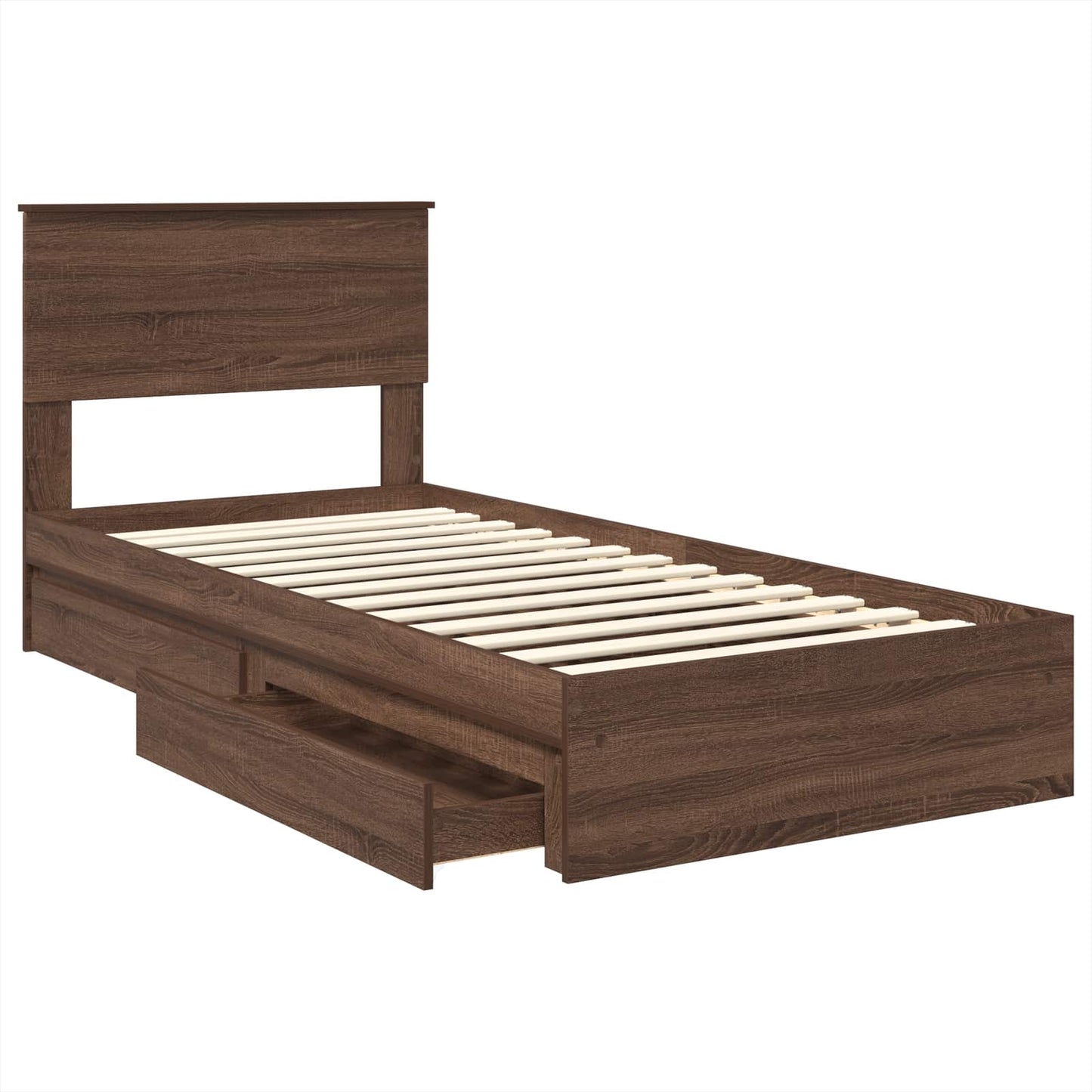 Opslag bed met hoofdeinde Bruin Eiken 90 x 200 cm Bewerkt hout