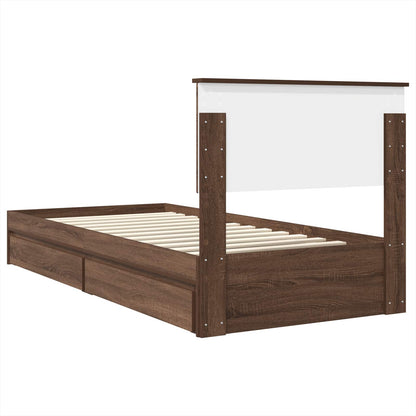 Opslag bed met hoofdeinde Bruin Eiken 90 x 200 cm Bewerkt hout
