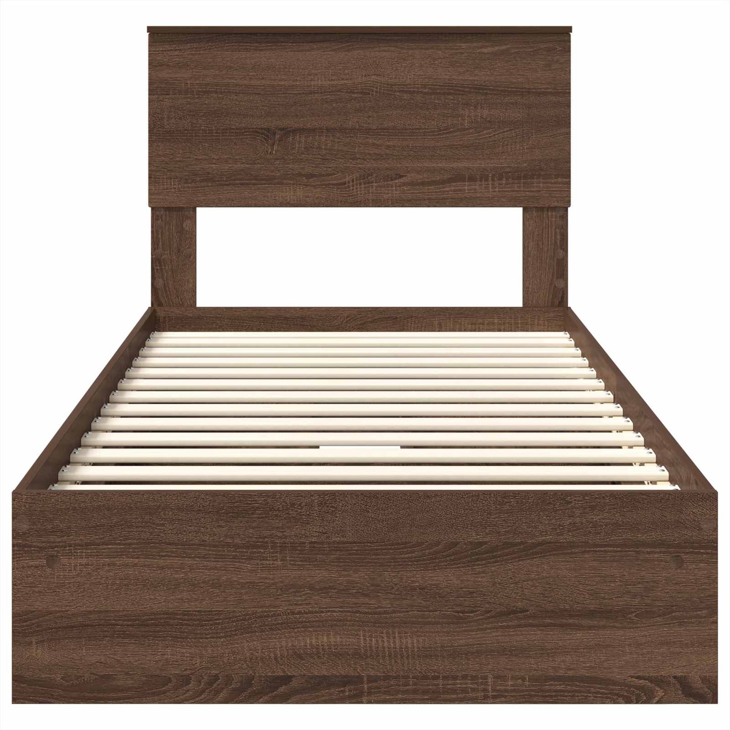 Opslag bed met hoofdeinde Bruin Eiken 90 x 200 cm Bewerkt hout