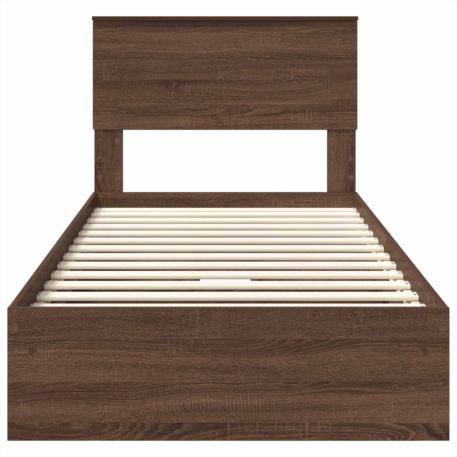Opslag bed met hoofdeinde Bruin Eiken 90 x 200 cm Bewerkt hout
