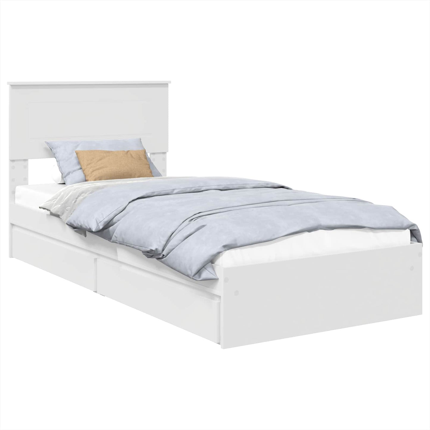 Opslag bed met hoofdeinde met lade Wit 75 x 190 cm Bewerkt hout