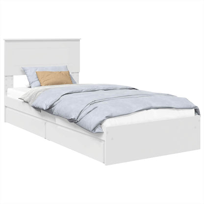 Opslag bed met hoofdeinde met lade Wit 75 x 190 cm Bewerkt hout