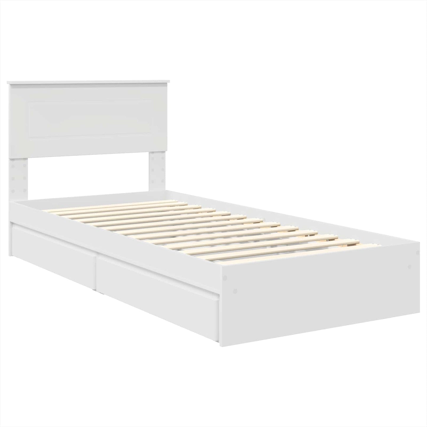 Opslag bed met hoofdeinde met lade Wit 75 x 190 cm Bewerkt hout