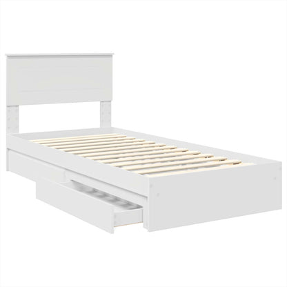 Opslag bed met hoofdeinde met lade Wit 75 x 190 cm Bewerkt hout