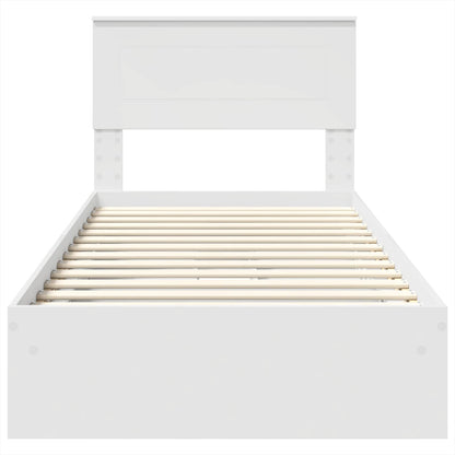 Opslag bed met hoofdeinde met lade Wit 75 x 190 cm Bewerkt hout