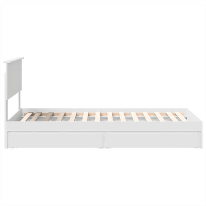 Opslag bed met hoofdeinde met lade Wit 75 x 190 cm Bewerkt hout