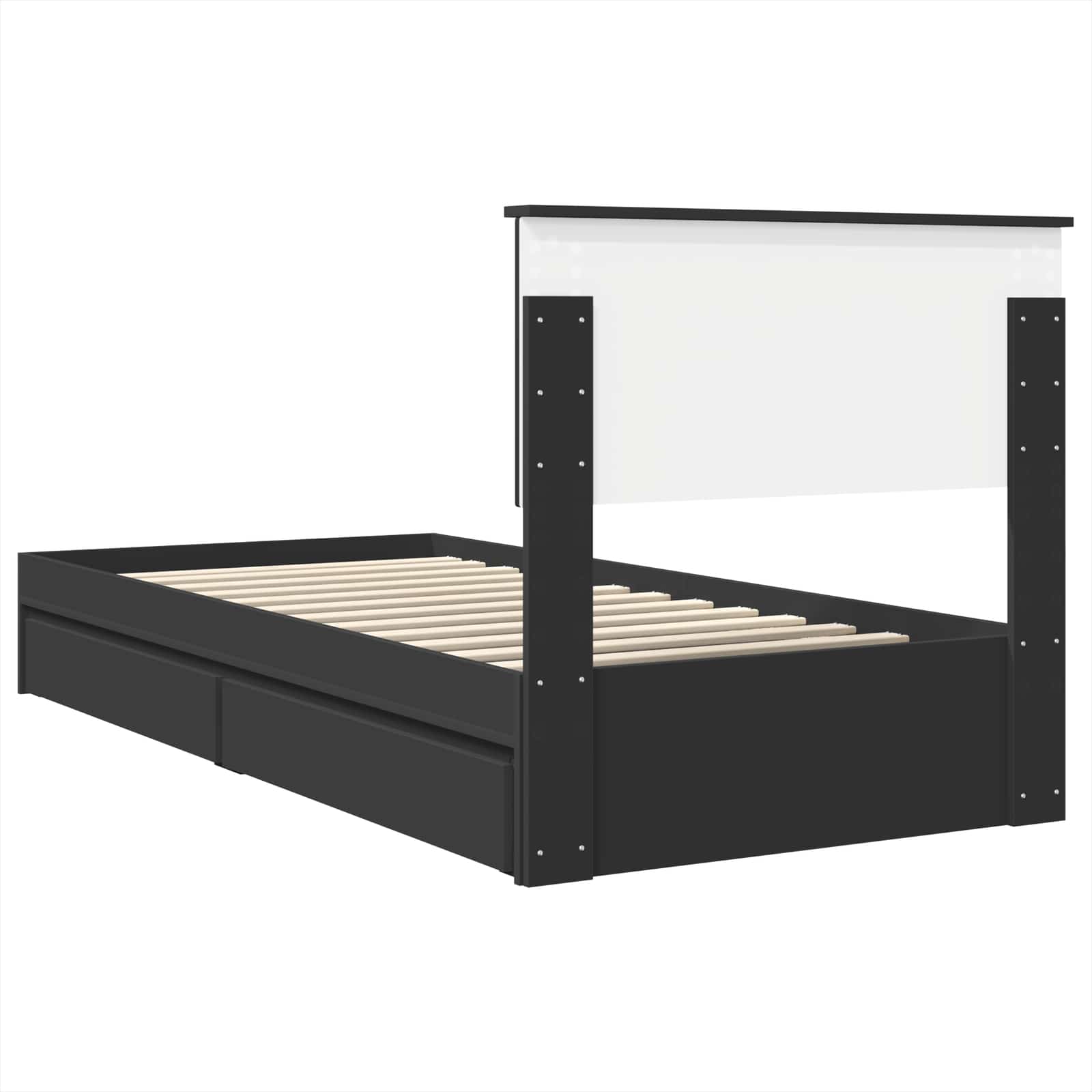 Opslag bed met hoofdeinde Zwart 75 x 190 cm Bewerkt hout