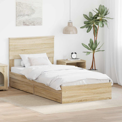 Opslag bed met hoofdeinde Sonoma Eiken 75 x 190 cm Bewerkt hout