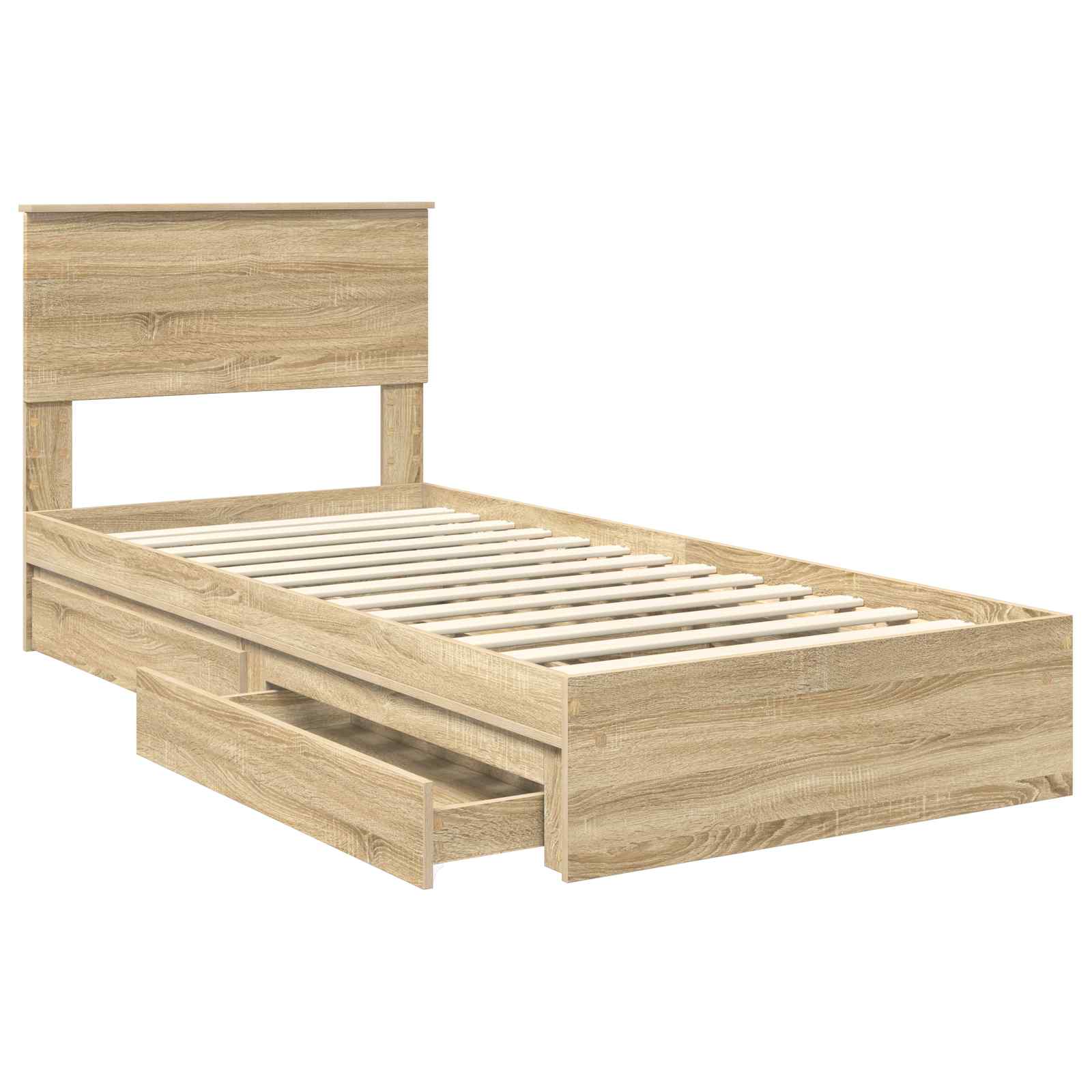 Opslag bed met hoofdeinde Sonoma Eiken 75 x 190 cm Bewerkt hout