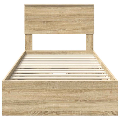 Opslag bed met hoofdeinde Sonoma Eiken 75 x 190 cm Bewerkt hout