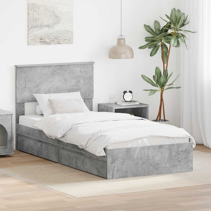 Opslag bed met hoofdeinde Beton Grijs 75 x 190 cm Bewerkt hout