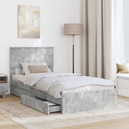 Opslag bed met hoofdeinde Beton Grijs 75 x 190 cm Bewerkt hout