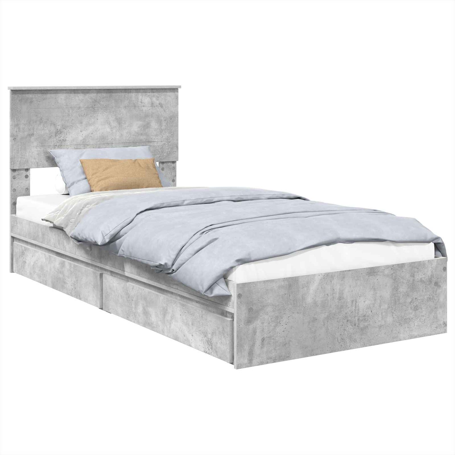 Opslag bed met hoofdeinde Beton Grijs 75 x 190 cm Bewerkt hout