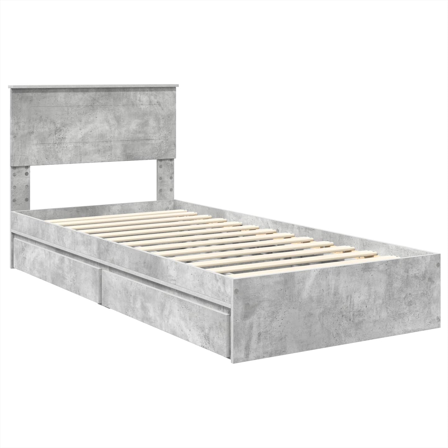 Opslag bed met hoofdeinde Beton Grijs 75 x 190 cm Bewerkt hout