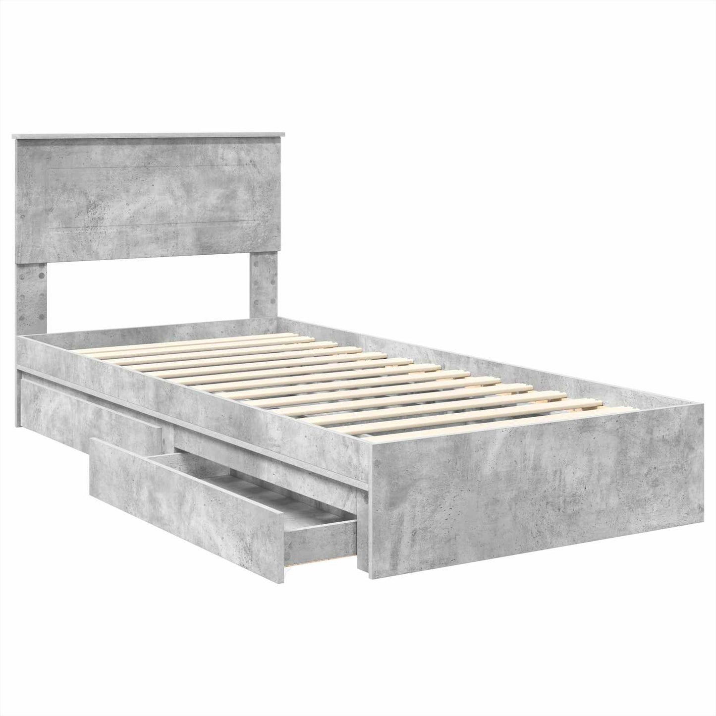 Opslag bed met hoofdeinde Beton Grijs 75 x 190 cm Bewerkt hout