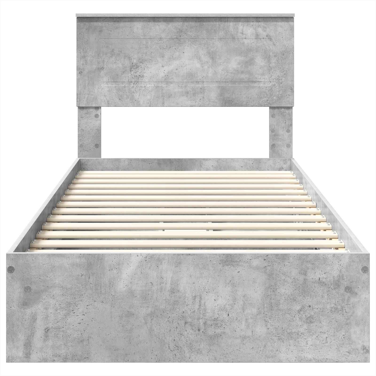 Opslag bed met hoofdeinde Beton Grijs 75 x 190 cm Bewerkt hout