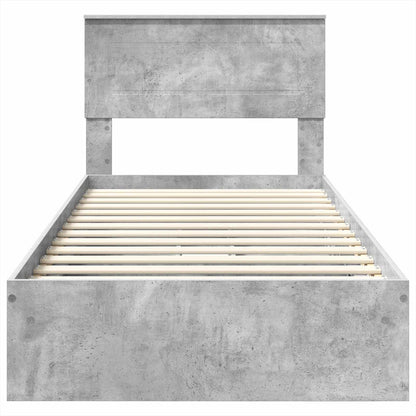 Opslag bed met hoofdeinde Beton Grijs 75 x 190 cm Bewerkt hout