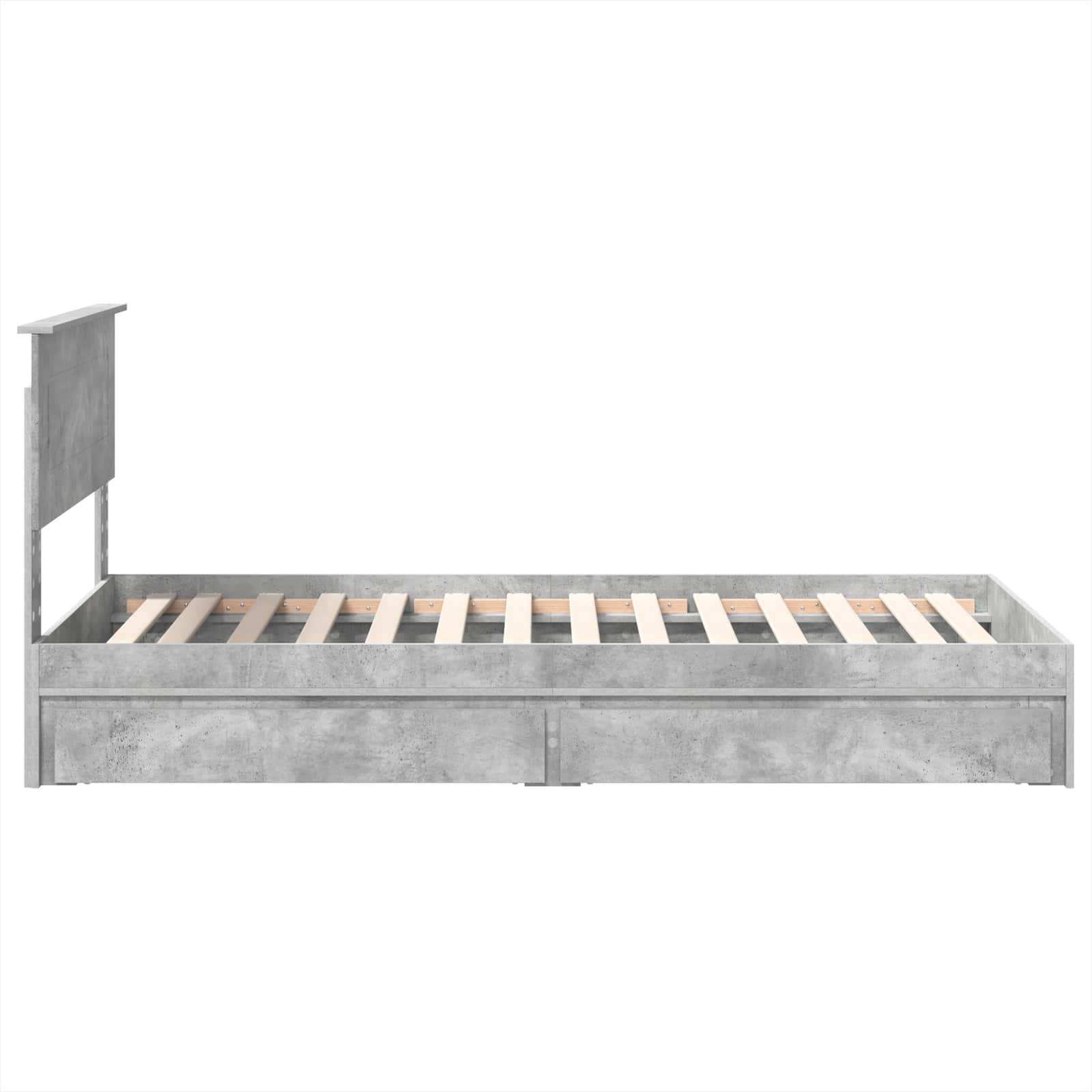 Opslag bed met hoofdeinde Beton Grijs 75 x 190 cm Bewerkt hout