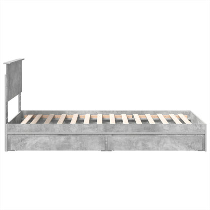 Opslag bed met hoofdeinde Beton Grijs 75 x 190 cm Bewerkt hout