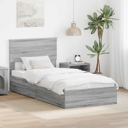 Opslag bed met hoofdeinde Grijs Sonoma 75 x 190 cm Bewerkt hout