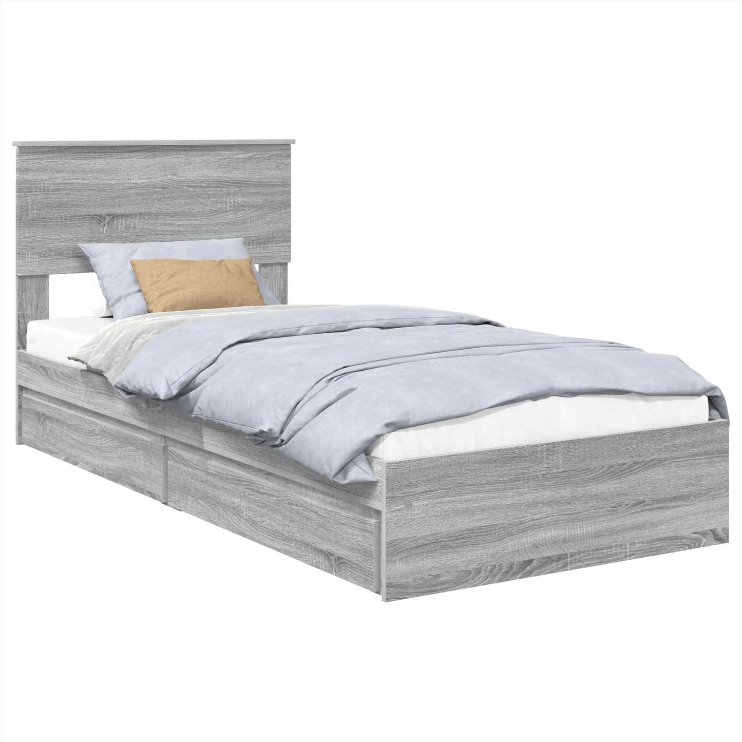 Opslag bed met hoofdeinde Grijs Sonoma 75 x 190 cm Bewerkt hout