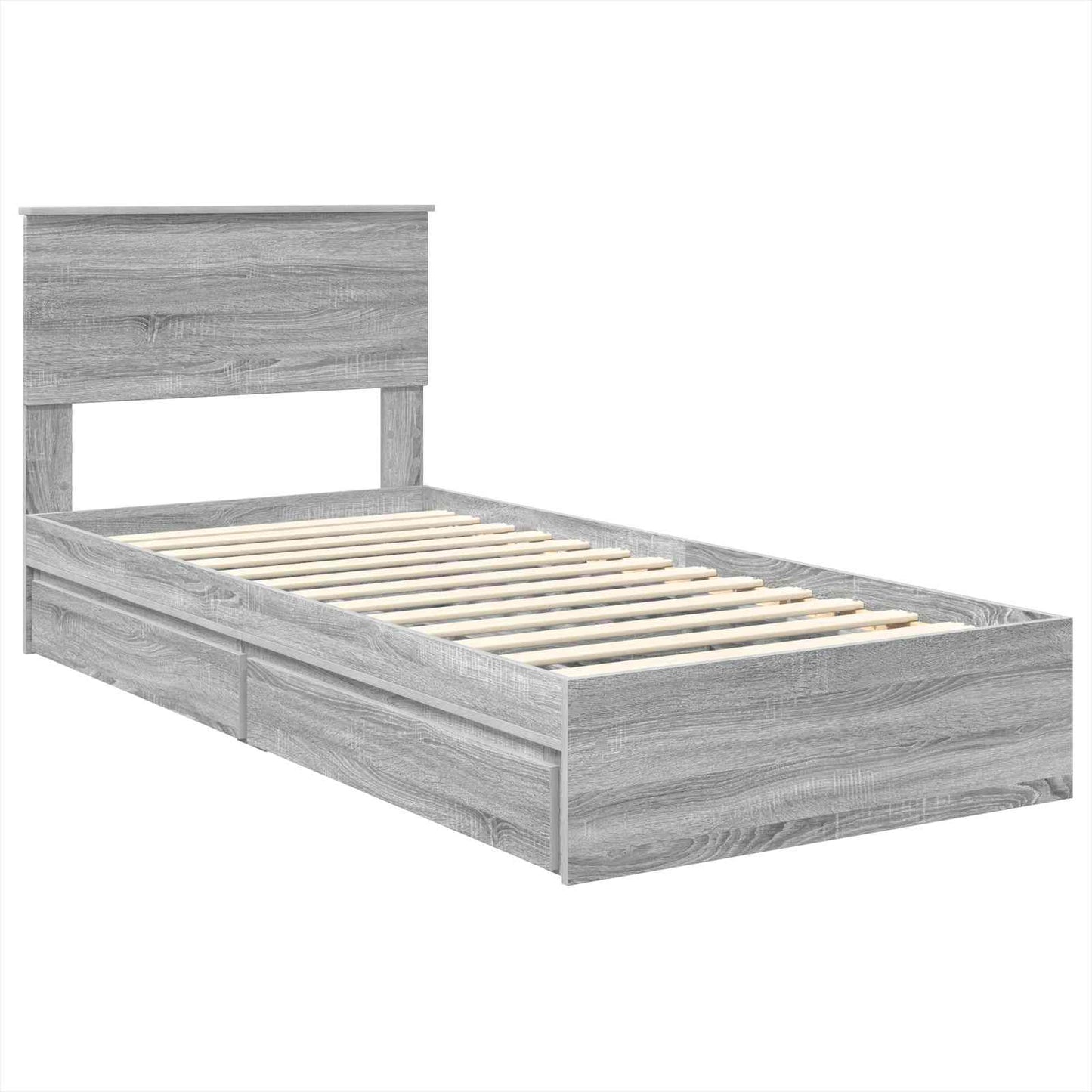 Opslag bed met hoofdeinde Grijs Sonoma 75 x 190 cm Bewerkt hout