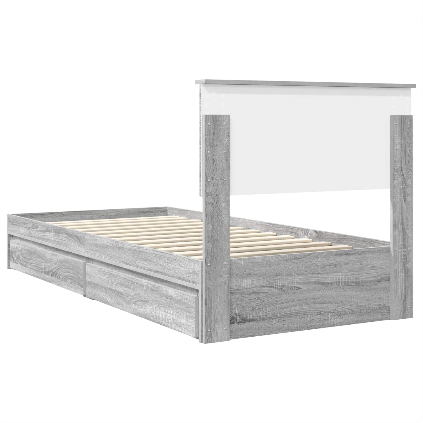 Opslag bed met hoofdeinde Grijs Sonoma 75 x 190 cm Bewerkt hout
