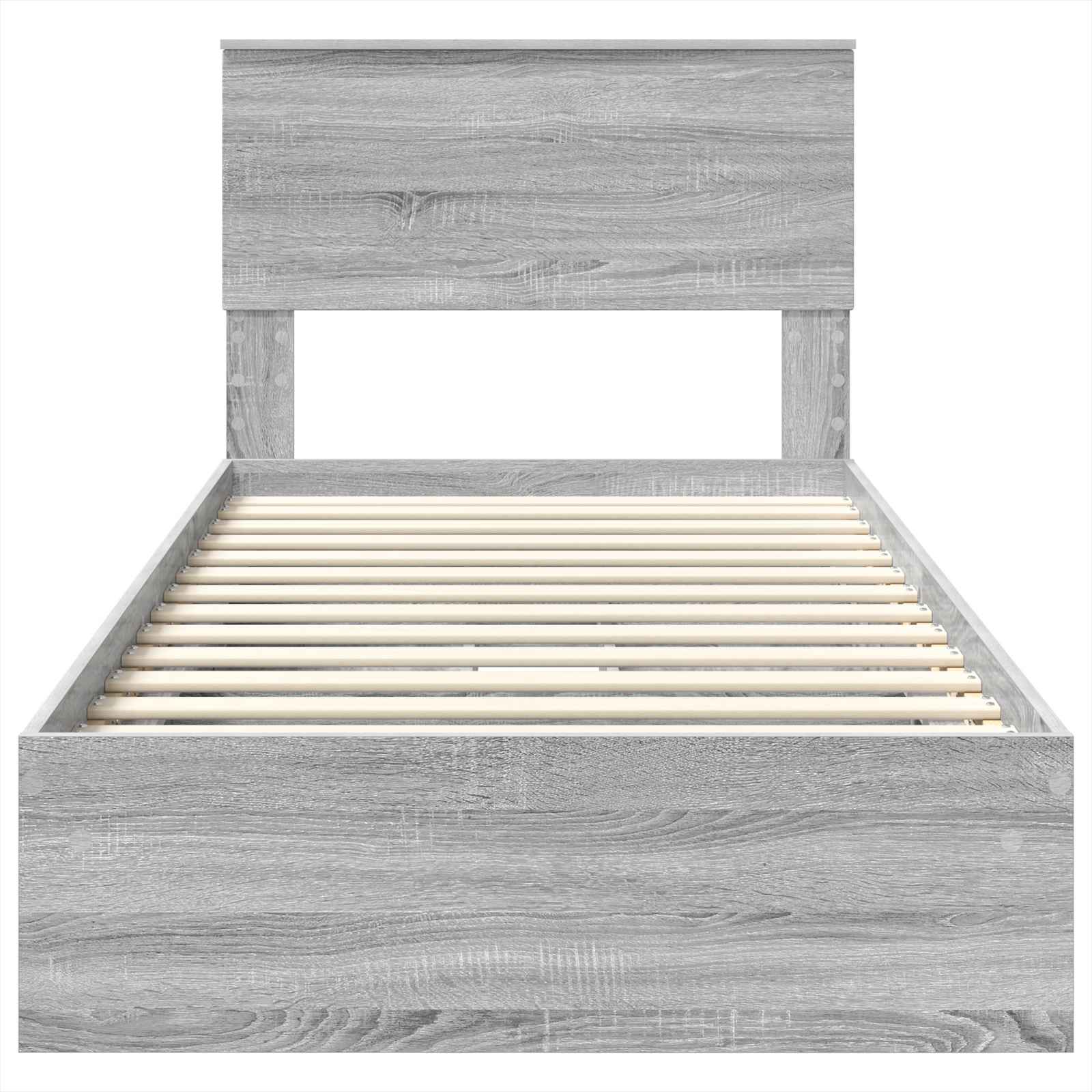 Opslag bed met hoofdeinde Grijs Sonoma 75 x 190 cm Bewerkt hout