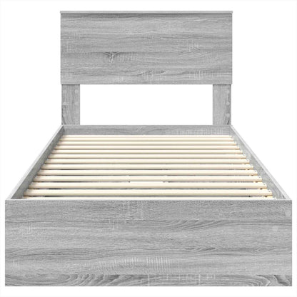 Opslag bed met hoofdeinde Grijs Sonoma 75 x 190 cm Bewerkt hout