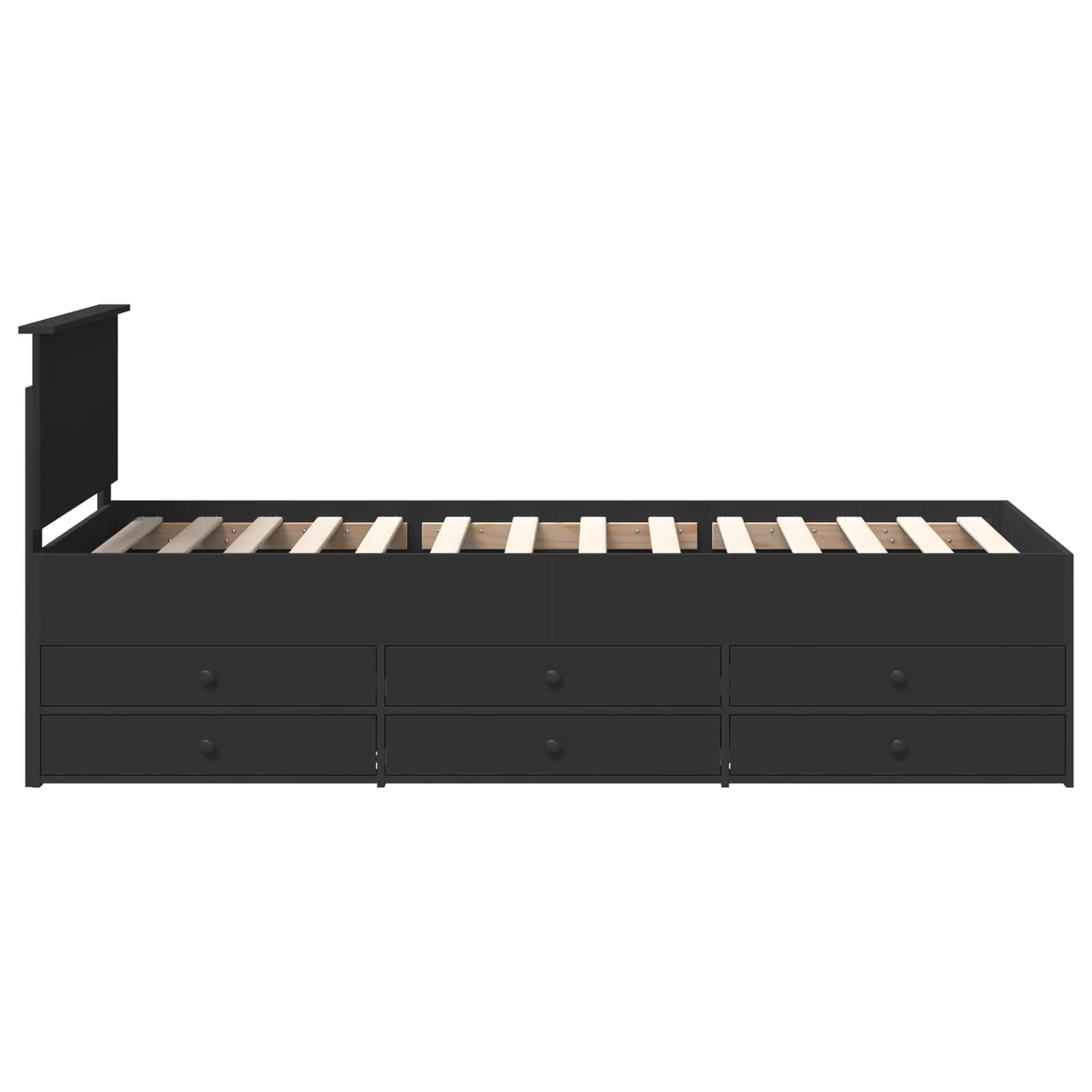 Slaapbank met lade met opslag Zwart 100 x 200 cm Bewerkt hout