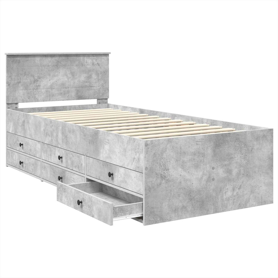 Slaapbank Beton Grijs en Zwart 100 x 200 cm Bewerkt hout