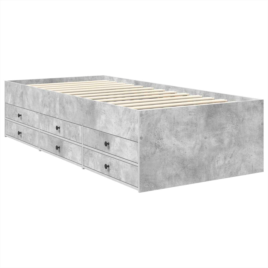 Slaapbank Beton Grijs en Zwart 100 x 200 cm Bewerkt hout