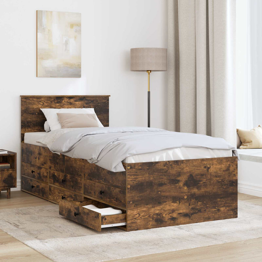 Slaapbank Gerookt Eiken en Zwart 100 x 200 cm Bewerkt hout