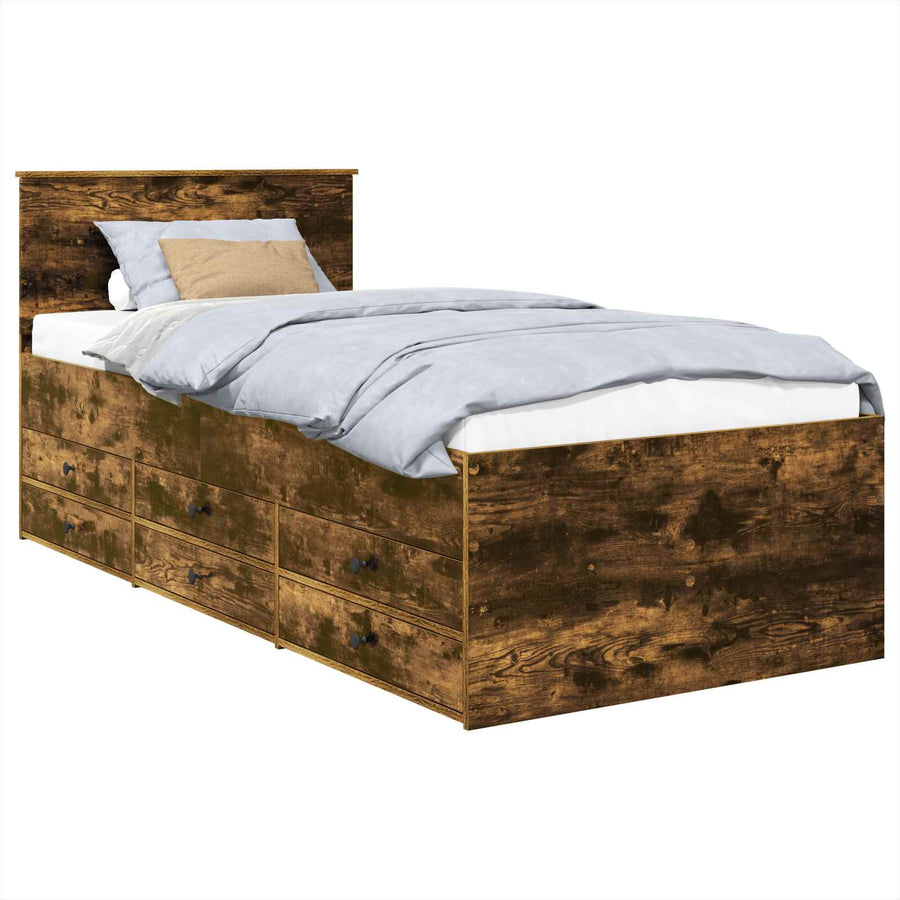 Slaapbank Gerookt Eiken en Zwart 100 x 200 cm Bewerkt hout