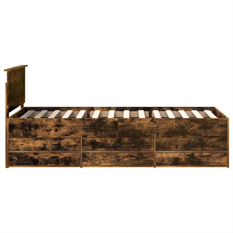Slaapbank Gerookt Eiken en Zwart 100 x 200 cm Bewerkt hout